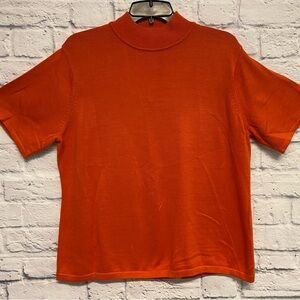 Joan Leslie Vibrant Orange Short Sleeve Sweater Size XL